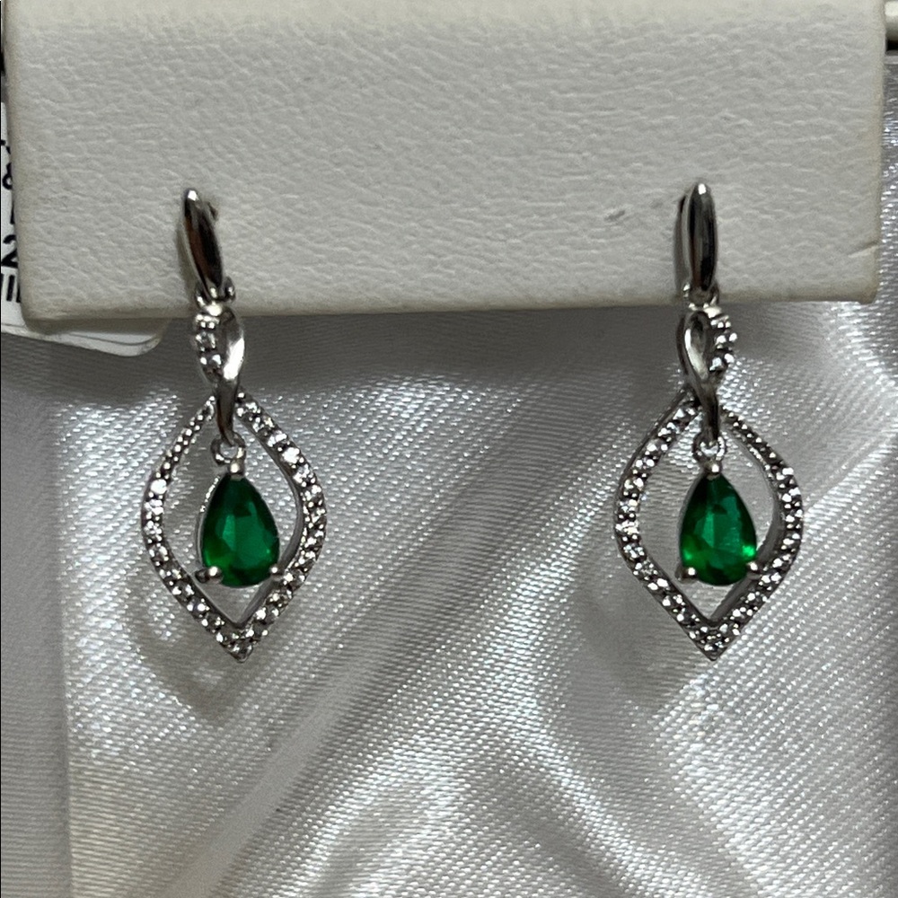 Elegant Emerald (Sim) & LC Sapphire Silver Earings